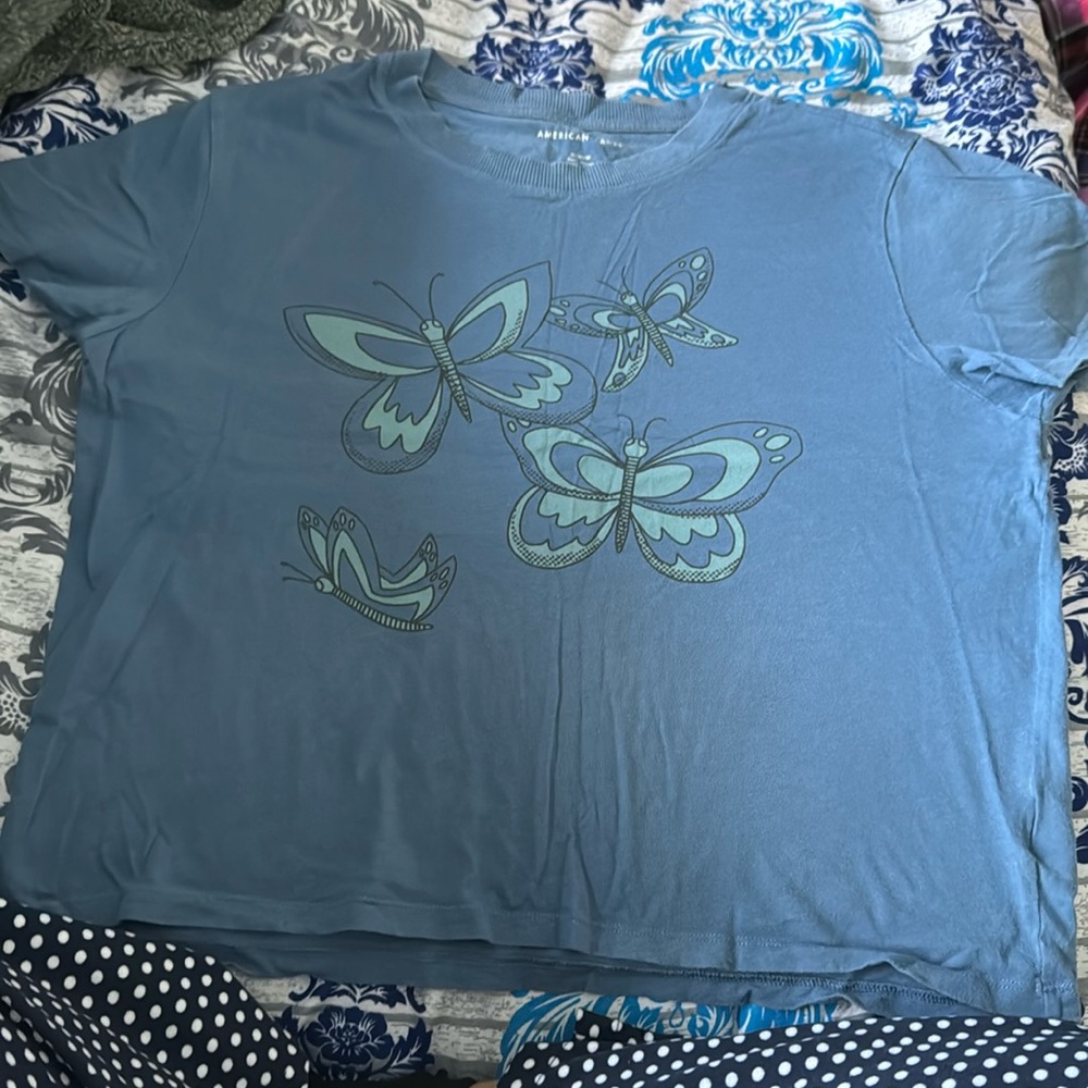 Blue American Eagle Short Sleeved T-Shirt